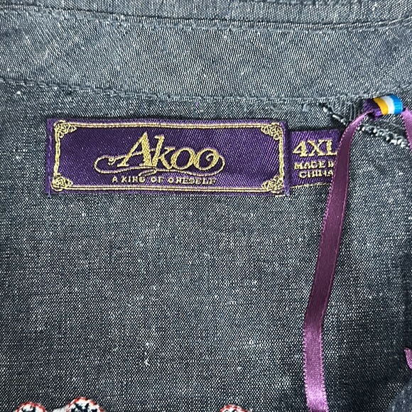 AKOO "The Weak Shall Be Eaten Only The Strong Survive" Embroidered Shirt 4XL 4X - Picture 12 of 13